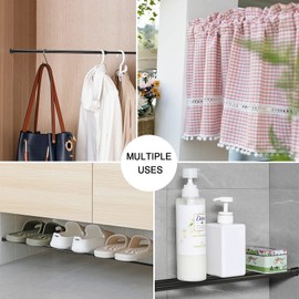 6Pcs Tension Rod, Goowin Tension Curtain Rod, No Drilling Rustproof Spring Small Tension Rod, Adjustable Tension Rods for Closet, Kitchen, Cupboard, Wardrobe, Bookshelf (Black, 16-28 inch)