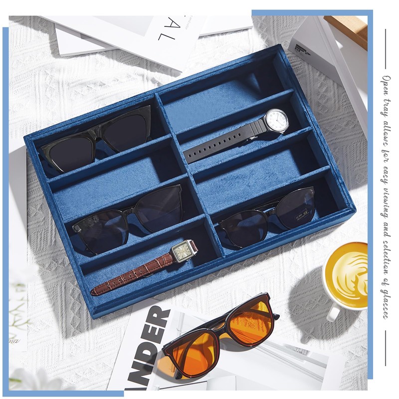 Amylove 2 Pcs Sunglass Organizer Trays Glasses Stackable Jewelry Trays