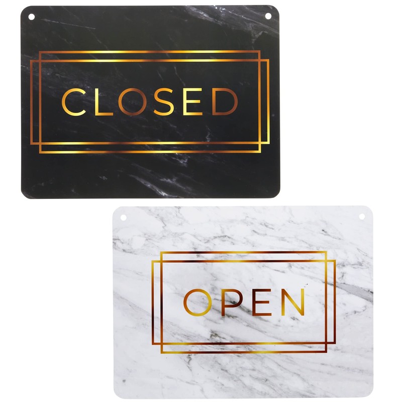 2-Pack Double Sided Open Closed Sign for Business Door, Gold