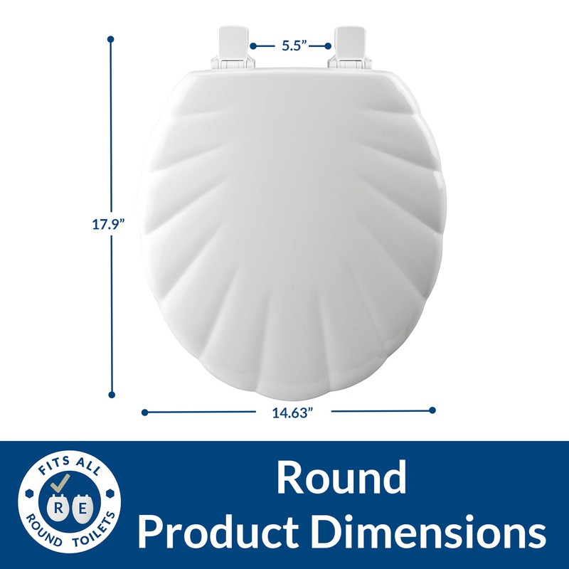Mayfair Sculptured Shell Toilet Seat, Easy Clean Hinges with Durable