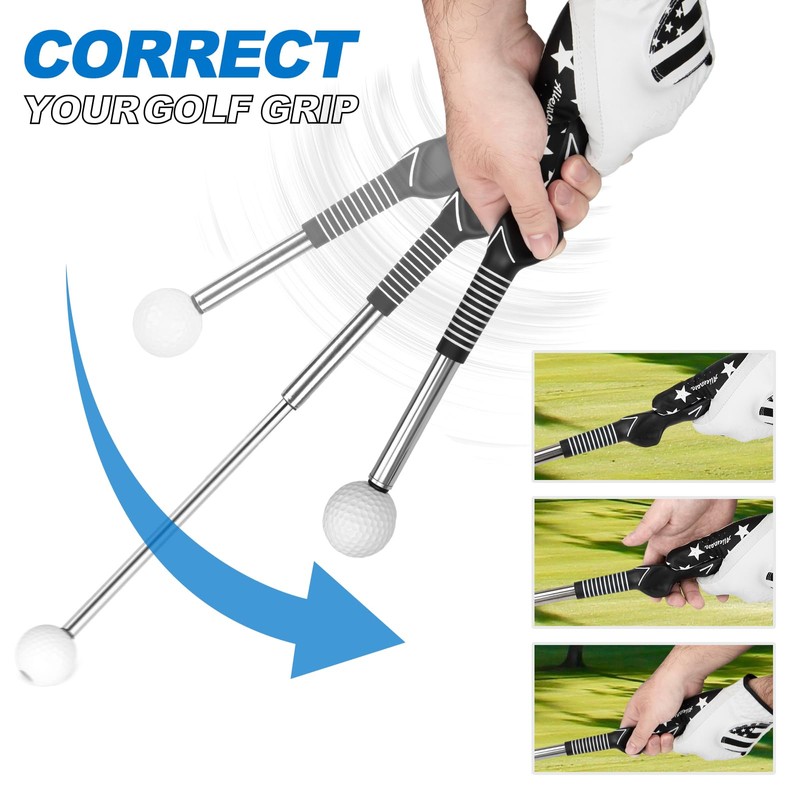 5-in-1 Retractable Golf Swing Training Aid, Indoor & Outdoor Practice