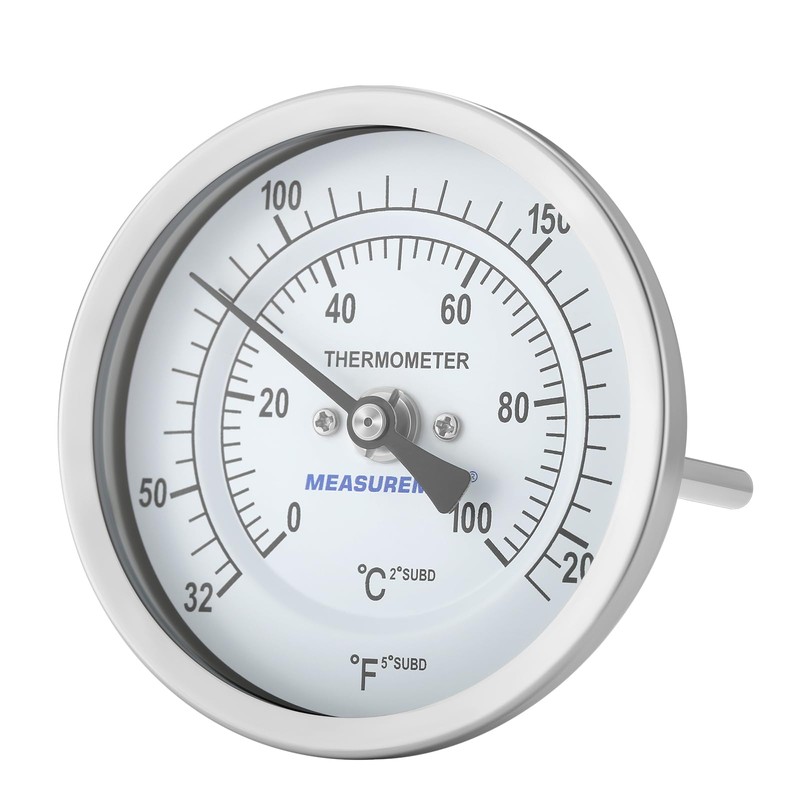 MEASUREMAN Hot Water Thermometer, 3" Dial, 2" Lead-Free Brass Stem,