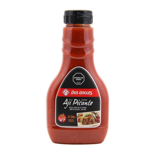 Dos Anclas Cayenne Pepper Hot Sauce - Gluten-Free Flavorful Heat and Spice Salsa Ají Picante, 260 g / 9.17 oz