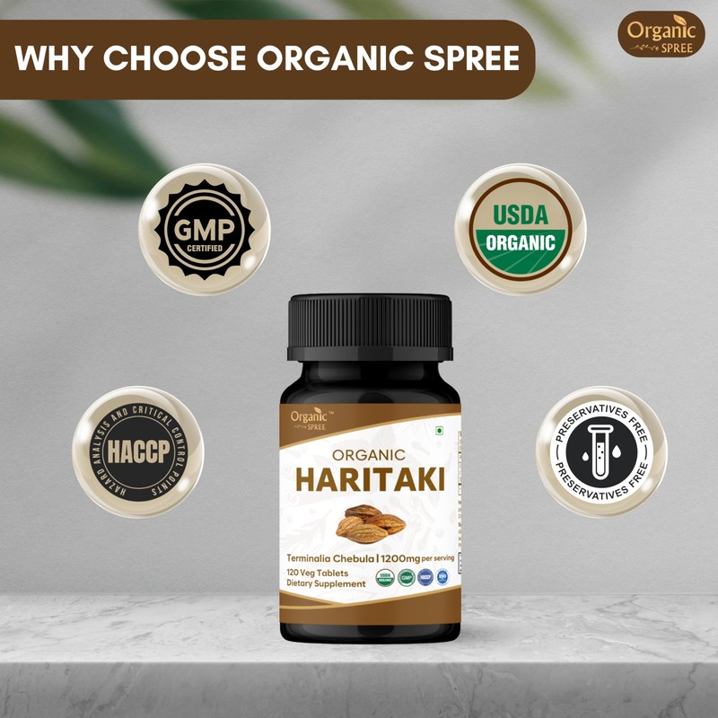 ORGANIC SPREE Haritaki 120 Tablets | Terminalia Chebula (Haritaki) |