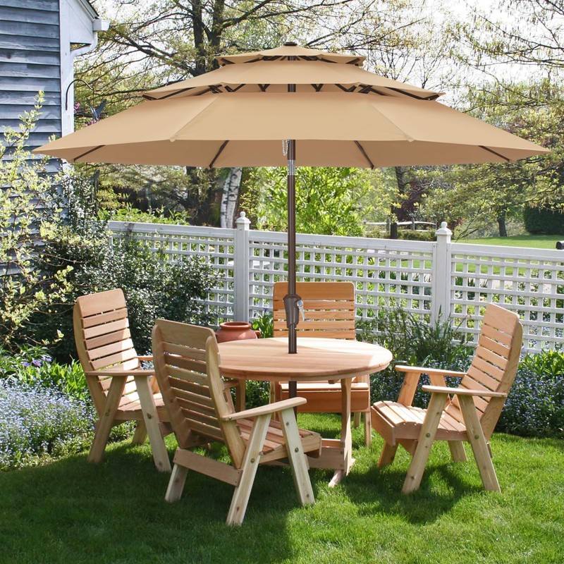ABCCANOPY 11Ft 3 Tiers Market Umbrella, Outdoor Table Umbrella for