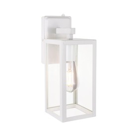 LIT-PaTH Dusk to Dawn Outdoor Wall Lantern, Wall Sconce as Porch Lighting Fixture, E26 Medium Base Max 60W, Anti-Rust Metal with Glass Shade, White, 1-Pack