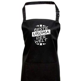 ShirtInStyle Cooking Apron Bib Apron Best Uroma The World Family Thank You Gift Baking Cooking Barbecue, black