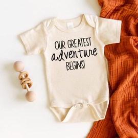 Bump and Beyond Designs Unisex Baby Pregnancy Announcement, Adventure (0-3 Months, Oatmeal)