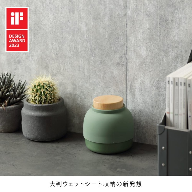 ideaco (イデアコ) Wet Tissue Case Moss Green Mochi Moco (モチモコ)