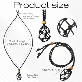 4 Pcs Crystal Necklace Holder, Adjustable Empty Stone Holder Quartz Crystal Stone Cage Cord Hand-Woven Cord Replacement for DIY Jewelry Craft Bracelet 4 Colors