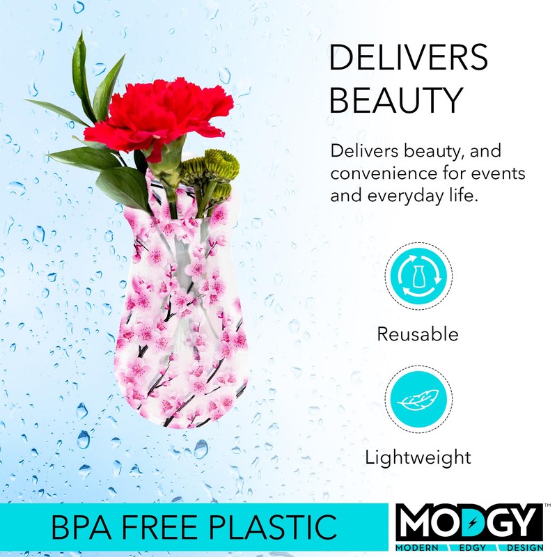 MODGY Expandable Flower Vase Plastic Decorative Modern Vases for Flowers