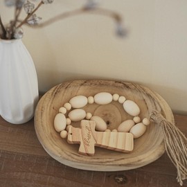 RUIRUICO Wood Bead Garland with Tassels, Blessed Decor with Wooden Cross, Decorative Beads Home Decor, Beaded Cross Decor (27 Inches)