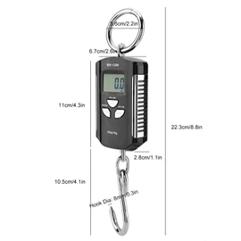 Báscula Colgante Electrónica Portátil, Pantalla LCD Digital Retroiluminada Kg/Lb/JIN 200KG con Gancho, para Pesar Equipaje, Entrega Urgente, Pesca, Caza, Arroz, Cerdos, Ovejas(Marco de plata)