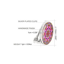 Elegant Small Round Clip Earrings - Clip On Earrings Without Pierced Earrings Birthday Gifts Love for Women (Pink Silver)