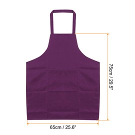 sourcing map 4pcs Kitchen Cooking Aprons 75x65cm Polyester Artist Painting Apron with 2 Pockets for Women Men Chef Home Kitchen Restaurant Craft Garden Cooking, Purple