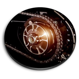 1 x Round MDF Magnet - Motorcycle Rear Wheel & Chain 21909