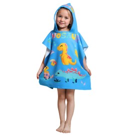 Children's Bath Towels with Hood, Microfibre Poncho Towel Children's Beach Towels Swimming Pool Towel Bath Towel Bath Towel Bathrobe for Girls, Boys Toddlers 2-8 Years Old (Dinosaur A)