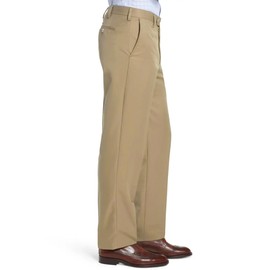 Men's Cozy Hidden Expandable Waist Dress Pants | Premium Stretch Texture Weave Work to Weekend Pant(Khaki,44W×30L)
