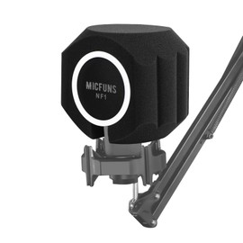 Micfuns nf1 Microphone Pop Filter Shield Accessory Windscreens Pop Filter,Acoustic recording filter and noise, reflection reducing soundproof cover 45mm-60mm Microphones (Black)