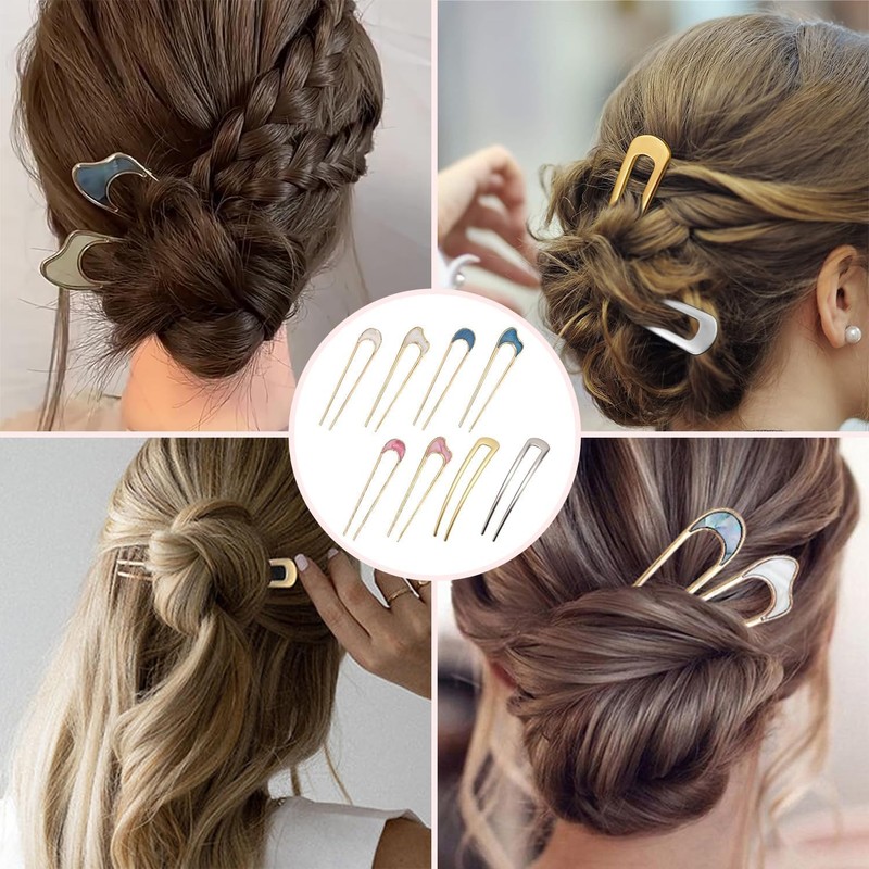Yeanifeana 2 Piezas Horquillas para el Cabello Forma U Pinza