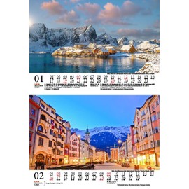 Städtezauber Europe DIN A5 Wall Calendar for 2025 Cities - Gift Set Contents: 1 x Calendar 1 x Christmas Pendant 1 x Greeting Tag (Total 3 Pieces)