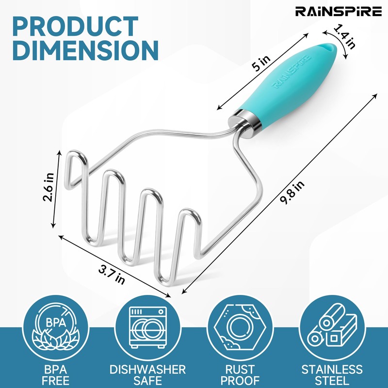 Rainspire Potato Masher Stainless Steel, Mashed Potato Masher Kitchen Tool,