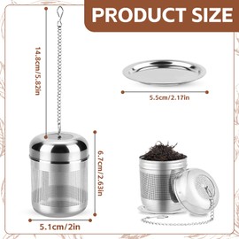 elzle Infusore per Tisane,Filtro Per Tè In Acciaio Inox,Filtro per Tè Sfuso, Filtro da Tè in Acciaio Inossidabile 304,con Catena Lunga e Vassoio Raccogligocce Rotondo, per Infusione di Tè Sfuso