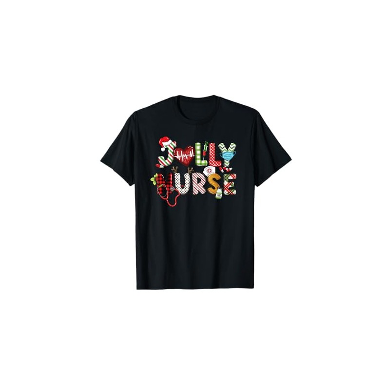 Jolly Nurse Heart Happy Nurse Christmas T-Shirt
