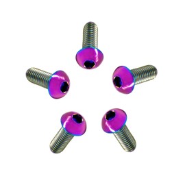 RISON Pack of 5 Titanium Rounded Head Screws with Hexagon Socket M5 x 20 mm, Full Thread/Partial Thread Half Round Head Screw Made of Titanium GR5, Flat Head Screw Lens Screw Button Screw Round Head