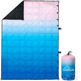 ODESUN Down Camping Blanket - Lightweight Outdoor Down Blanket Camping Large Puffy Printed Warm Down Quilt Travel Blanket Packable Waterproof for Camping Picnic Hiking Stadium Cold Weather - 78" x 55"