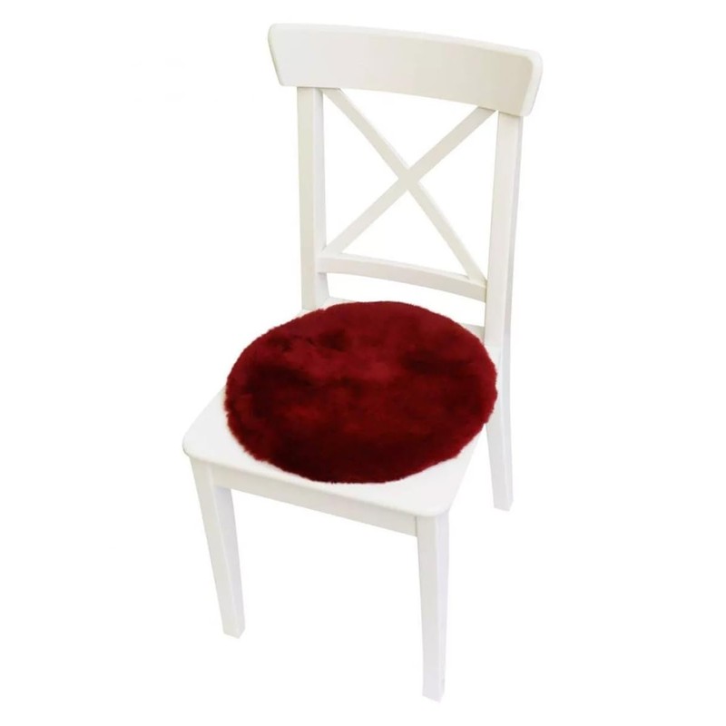 Hollert Lambskin Seat Cushion, Diameter 40 cm, Red, Merino Seat