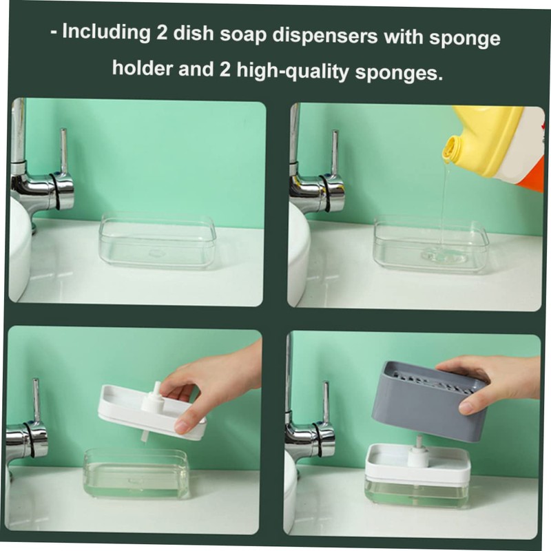 LABRIMP 2pcs Sponge Soap Pump Dispenser Automatic Liquid Soap Dispenser