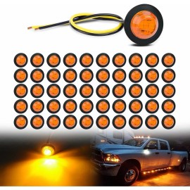 Nilight 50 PCS 3/4?? Round Clearance LED Front Rear Side Indicator Bullet Marker