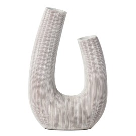 Torre & Tagus White U Shaped Vase for Flowers - 12 Inch Tall Textured Vases for Centerpieces with 2 Openings, Sculptures Home Decor & Abstract Sculptures Home Decor for Shelf Decor Aesthetic (Alma)
