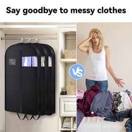 Pero Pero Garment Bags for Hanging Clothes, Waterproof and Dustproof Long Gowns Dress Cover for Closet Hanging Clothes Storage Bag, Dress Bags for Traveling Dust Cover, PEVA Dress Bags, 3 Pack