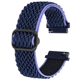 BISONSTRAP Stretchy Nylon Watch Band, Adjustable Buckle Loop Bands, Quick Release, Elastic Braided Nylon Strap 18mm, Blue