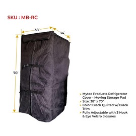 Mytee Products (2 Pack Black Quilted Refrigerator Cover - Outdoor Fridge Cover, Furniture Pad for Moving/Storage - 38" x 70" - Fully Adjustable, Machine Washable