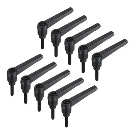 sourcing map 10pcs Lever Adjustable Handles M5 x 20mm Metric Male Thread, Level Clamping Handle Hand Stud Knobs Rotating Screw Handles Bolts with Locking Lever, Black