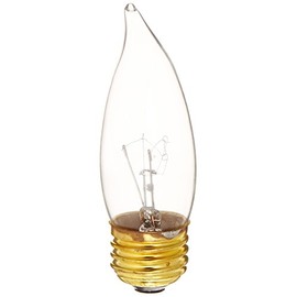 Bulbrite B25EFC 25-Watt Medium Base Incandescent Flame-Tip Chandelier Bulb, Clear, 2-Pack