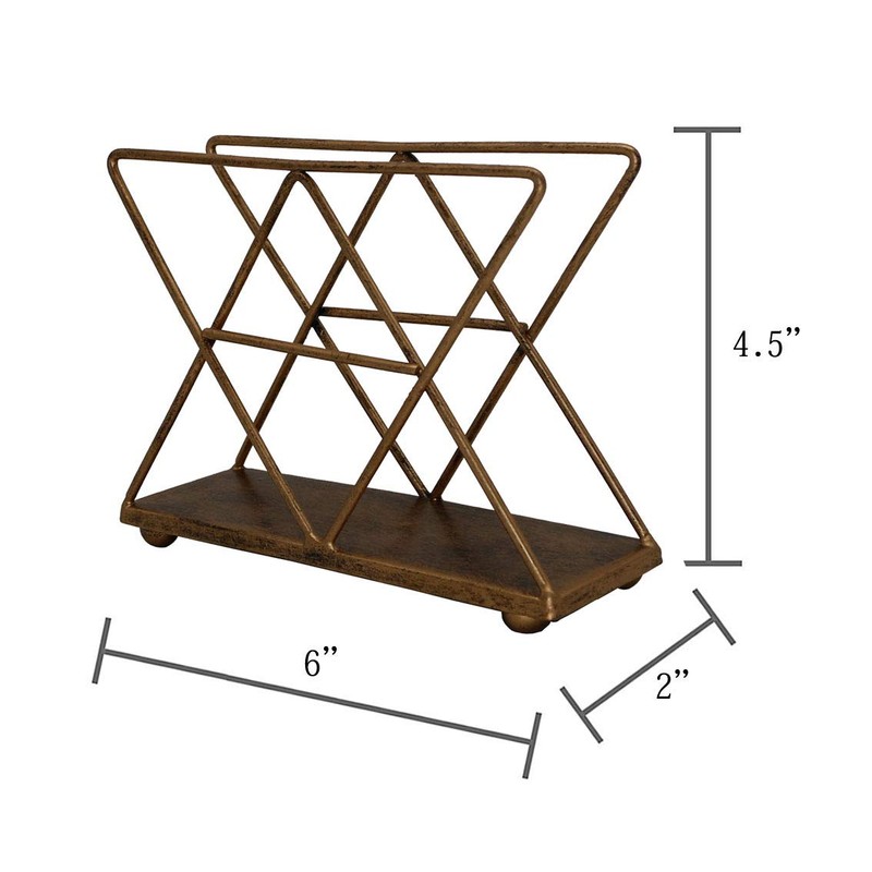 OwlGift Copper Modern Geometric Triangle Metal Wire Upright Napkin Holder