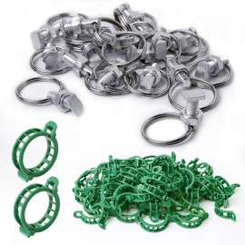 Apragaz Greenhouse Accessories with Aluminium Cropped Head Greenhouse Bolts, Nuts, Rings, and Green Plant Clips, Creating Suspension Anchors Point In Glazed Steel Channels for Climbing Plants(15 pack)