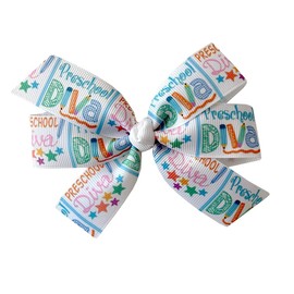 WD2U Girls 4.5" Preschool Diva Back to School Hair Bow French Clip Barrette