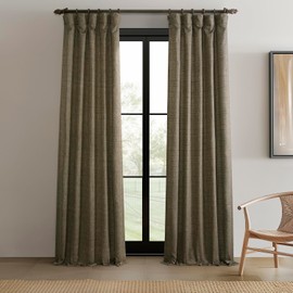 HPD Half Price Drapes - Raw Linen Weave Light Filtering Curtains for Bedroom 84 Inches Long (2 Panels) - Rod Pocket Curtains & Drapes for Living Room and Windows 1 Pair - 50 X 84, Dark Grey
