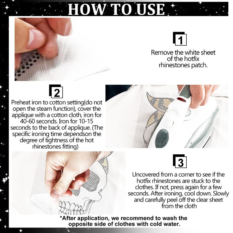 MAYJOYDIY Rhinestone Iron-On Patch with Cross Wings Hotfix Transfer Sticker