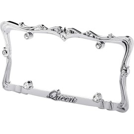 CRUISER ACCESSORIES 22630 Queen License Plate Frame, Chrome/Clear w/Fastener caps