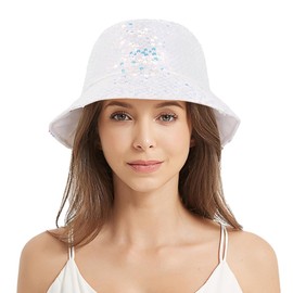 Surkat Sparkle Full Sequin Bucket Hat Sparkle Fisherman Hat Bright Flash Cap Sun hat
