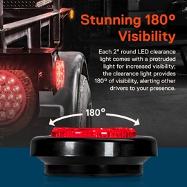 TRUE MODS 8pc 2" 12V Amber + Red Round LED Clearance Side Marker Light Kit [DOT Approved] [Reflector Lens] [Grommet & Plugs] [Flush-Mount] [Waterproof IP67] for Boat Trailer Semi Truck RV Peterbilt