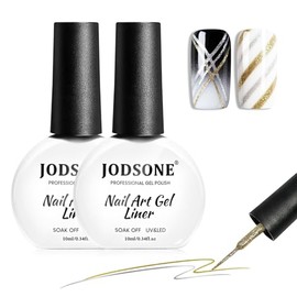 JODSONE 10ml Nail Art Gel Liner Glitter Gold Sliver Gel Nail polish Need U V Lamp Cured with Thin Brush at Home DIY Gift for Girls