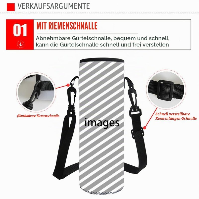 HUGS IDEA Insulated Neoprene Water Bottle Carrier with Shoulder Strap,