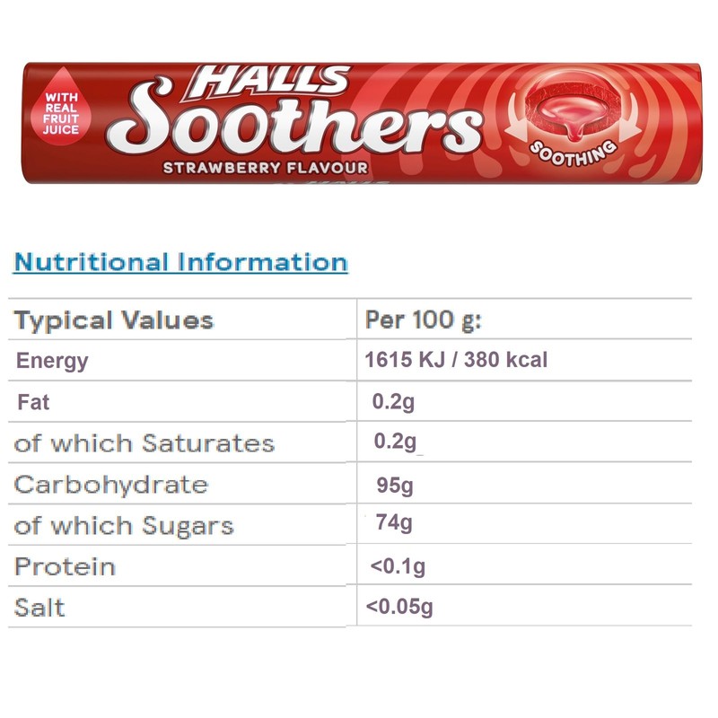 Halls Soothers 5X 45g Mixed Flavour Drops Mints Cherry, Strawberry,